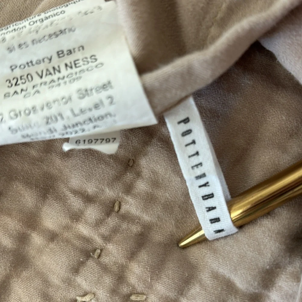 Pottery Barn Beige Textured Organic Thick Cotton Pickstitch King Pillow Sham (1)